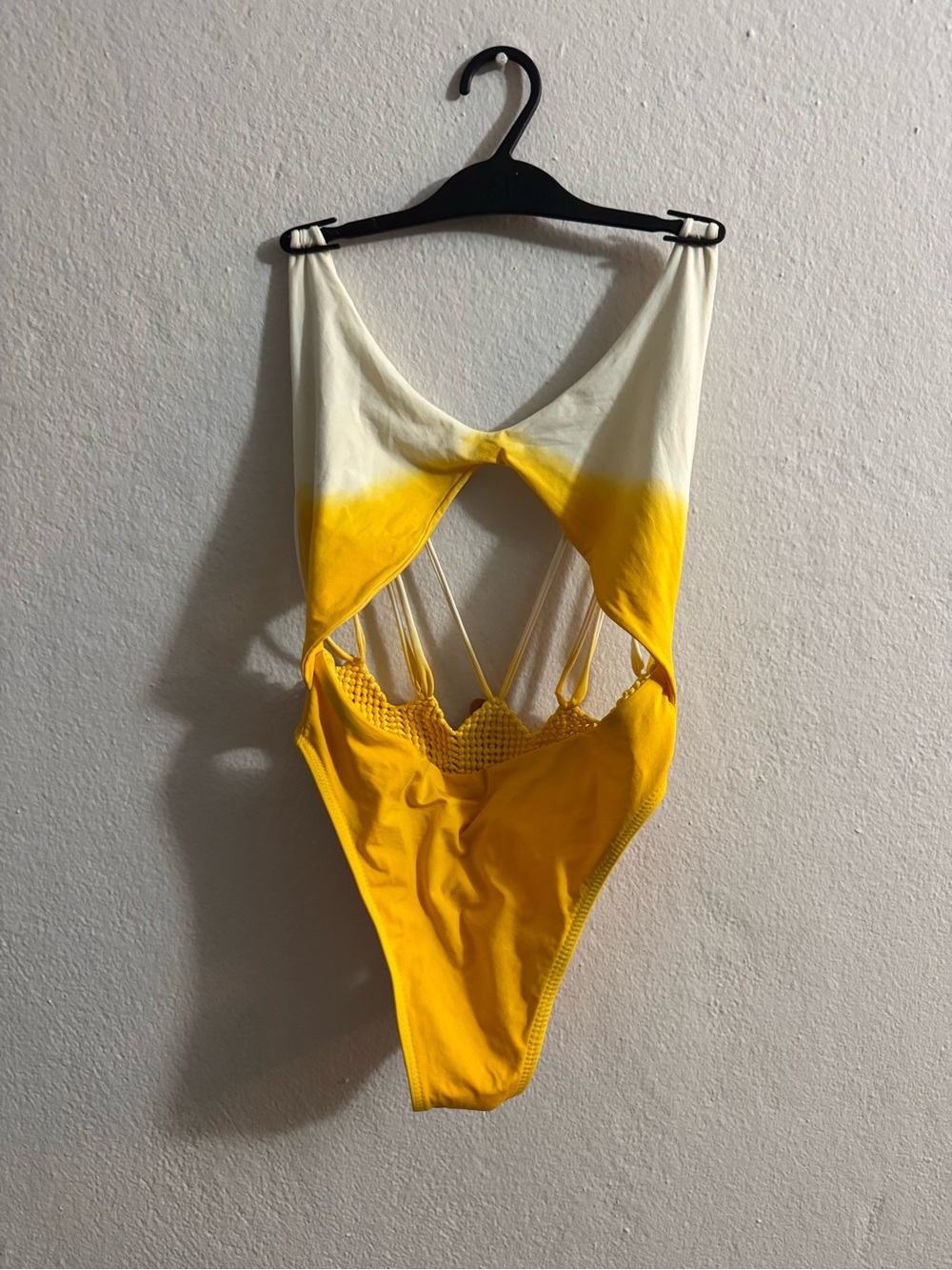 Entreaguas Macrame Handcrafted Yellow & White One-Piece Swimsuit